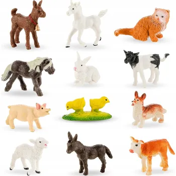 Figurka DSLSQD 12x Figurky hospodářských zvířat – Farma, sada figurek na hraní a dekorace