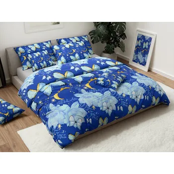 Povlečení Bavlněné povlečení BLUE BUTTERFLY tmavě modré Rozměr povlečení: 70 x 90 cm | 140 x 200 cm