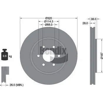 Brzdový kotouč Brzdový kotouč BENDIX Braking BDS1398HC