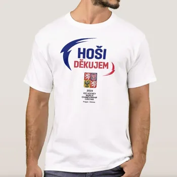 Pánské tričko FansArena Pánské tričko HOŠI DĚKUJEM Ice Hockey World Championship Czechia MS 2024 White Velikost: 5XL