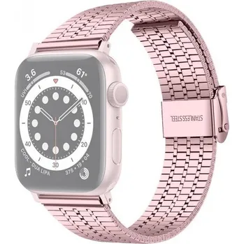 Řemínek na hodinky Široký řemínek z nerezové oceli pro Apple Watch Ultra 49mm / 46mm / 45mm / 44mm / 42mm - růžový