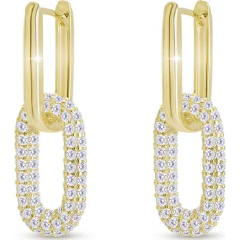 Náušnice Stříbrné náušnice pozlacené ovál se zirkony 3503