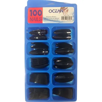 Umělé nehty Leventi Sada černých nehtů - špičaté různé velikosti v jednom balení