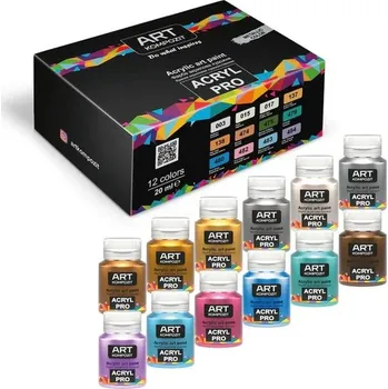 Speciální výtvarná barva Sada metalických akrylových barev ACRYL PRO Composite 12x20 ml