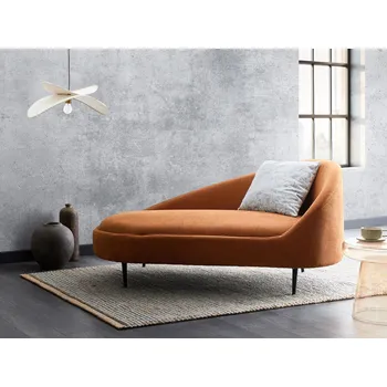 Pohovka Lenoška oranžová polyesterové čalounění pravostranná černé kovové nohy moderní design nábytek do obývacího pokoje Beliani