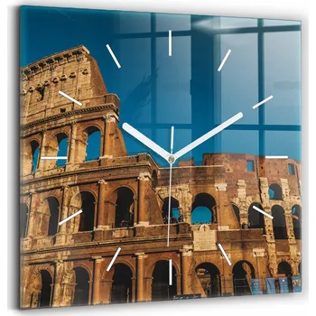Hodiny Nástěnné skleněné hodiny se stylovým potiskem Kolosea v Itálii 30x30 cm