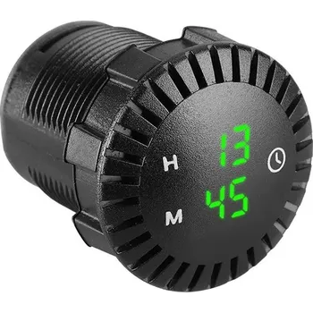 Auto elektroinstalace Digitální LED hodiny 12-24V, zelené - 34671G