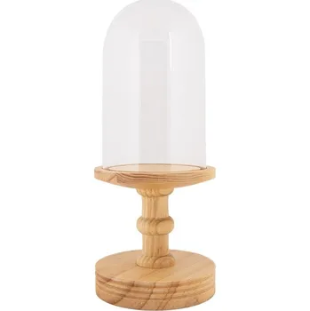 Přírodní dřevěný podnos se skleněným poklopem Ricco - Ø 14*34 cm