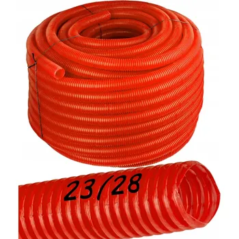 kabelová chránička TRUBKA KABELOVÁ OCHRANNÁ ZVLNĚNÁ ELEKTROINSTALAČNÍ TRUBKA ČERVENÁ 28/23 50m