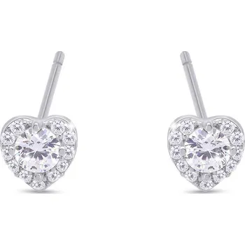 Náušnice Stříbrné náušnice srdíčka se zirkony 3512