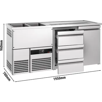 Vinotéka G.Gastro Výčepní pult 1,95 x 0,7 m - 1 dveře se 3 šuplíky1/3