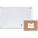 Magnetická tabule AVELI 90x60 cm, hliníkový rám+ korková nástěnka 40x30 cm