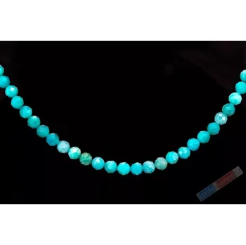 Náhrdelník Náhrdelník z broušeného amazonitu z Peru QA, stříbro Ag 925/1000, kuličky cca 4 mm, nádherná tyrkysová barva (AIT6055B)