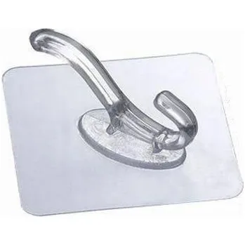 Věšák HÁČEK DRŽÁK VĚŠÁK SAMOLEPICÍ TRANSPARENTNÍ NÁSTĚNNÝ 7x7 cm