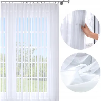 Záclona HOTOVÁ ZÁCLONA 350x260 VOÁL BÍLÁ ZÁVĚS NA ŽABKY