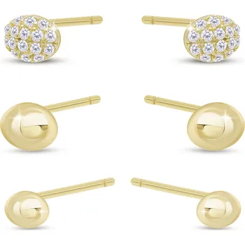 Náušnice Stříbrné náušnice pozlacené pecky sada 3ks 3514