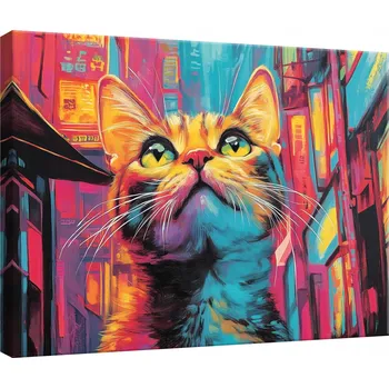 Obraz OBRAZ NA PLÁTNĚ NA ZEĎ KOČKA ABSTRAKCE DO DĚTSKÉHO POKOJE 40x30