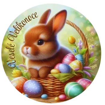 Velikonoční dekorace Cukrárna VeHa Samolepící Etiketa Motiv Velikonoční Zajíc