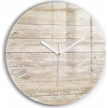 Hodiny Moderní skleněné hodiny s grafikou na zeď Dřevěné panely kulatý průměr 30 cm