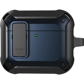 Pouzdro na mobilní telefon Super odolný obal s karabinou pro AirPods 4 - tmavě modrý