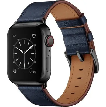 Řemínek na hodinky Elegantní řemínek z pravé kůže pro Apple Watch 42mm / 41mm / 40mm / 38mm - tmavě modrý