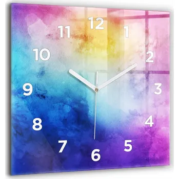 Hodiny Foto Hodiny Skleněné Nástěnné Do Moderních Interiérů Barevné Skvrny 60x60 cm