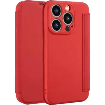 Pouzdro na mobilní telefon Peněženkové pouzdro ze silikonu a PU kůže pro iPhone 15 Pro - červené