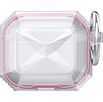 Pouzdro na mobilní telefon Odolný transparentní obal s barevným rámečkem pro AirPods 4 - růžový