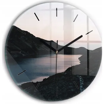 Hodiny Nástěnné hodiny kulatý dekorativní klasické kuchyňské Jezero a hory průměr 30 cm