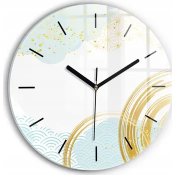 Hodiny Moderní skleněné hodiny s grafikou na zeď Dekorativní kulatý design průměr 30 cm