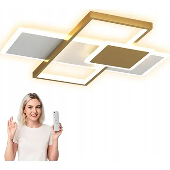 STROPNÍ SVÍTIDLO STROPNÍ SVÍTIDLO ZLATÝ LED LUSTR 3 ZÁVĚSNÝ + DÁLKOVÝ OVLADAČ LOFT