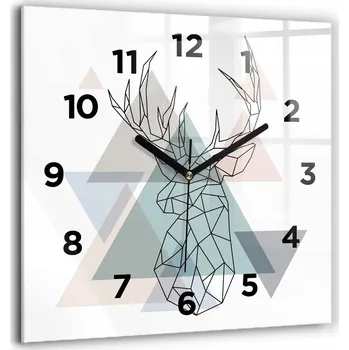 Hodiny Skleněné nástěnné hodiny do kanceláře s grafikou Sob, skandinávský styl, 60x60 cm