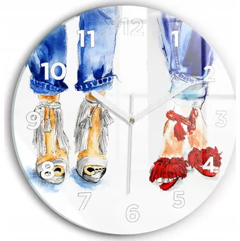 Hodiny Kulatý Skleněné Nástěnné Hodiny do Obýváku S Potiskem Dámské Lodičky průměr 30 cm