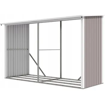 Dřevník Přístřešek na dřevo plechový HESTIA AW-C 105 x 290 x 190 cm Šedá