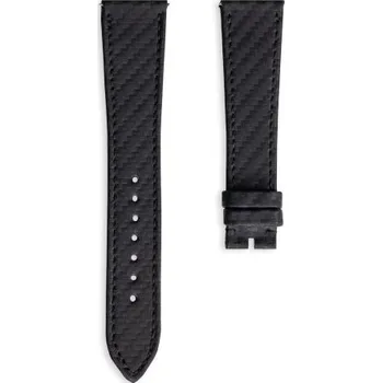 Řemínek na hodinky Kožený řemínek Vulcain Carbon černý - 22 mm x 18 mm + 5 let záruka a dárek ZDARMA