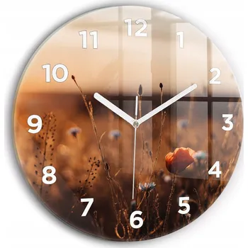 Hodiny Ozdobné nástěnné hodiny s krásnou grafikou Pole východ slunce kulatý průměr 30 cm