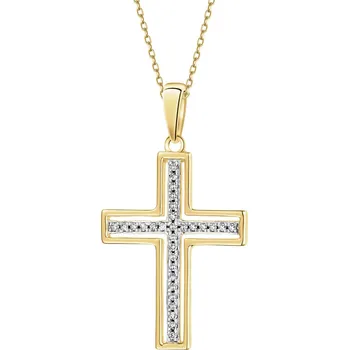 Přívěsek Zlatý přívěsek s diamanty - kříž - 0,06 ct - ryzost 585 - 172.196