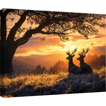 Obraz OBRAZ DO LOŽNICE OBÝVÁKU KUCHYNĚ JELEN PŘÍRODA VÝHLED NA PLÁTNĚ NA ZEĎ 120x80