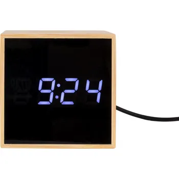 Budík Karlsson, Budík LED Mini Cube z bambusového dřeva - Formadore