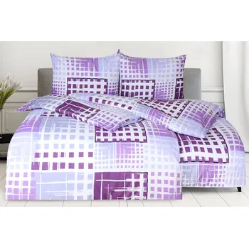 Povlečení HW LOGISTIC s.r.o. Bavlněné povlečení PLUS prodloužené KOSMANA fialové 140 x 220, 70 x 90 cm zip