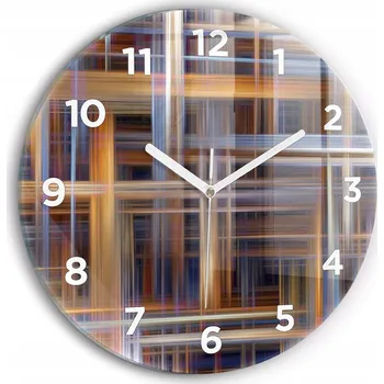 Hodiny Moderní skleněné nástěnné hodiny s potiskem Abstrakce geometrie průměr 30 cm