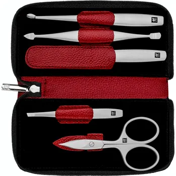 Zwilling Beauty Premium manikúra, kožené pouzdro se zapínáním na zip, 5 ks, červená 97094-002