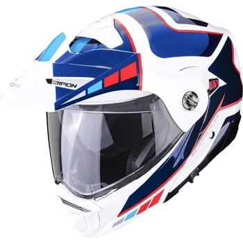 Helma na motorku Scorpion SCORPION ADX-2 CAMINO perleťová bílo-modro-červená XS