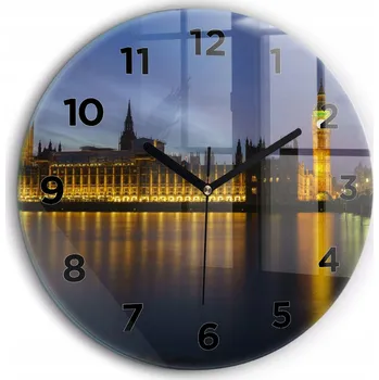 Hodiny Kulatý Skleněné Nástěnné Hodiny S Potiskem Palác Winchester Londýn průměr 60 cm