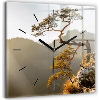 Hodiny Skleněné hodiny tvrzené Moderní nástěnné hodiny Strom v horách 30x30