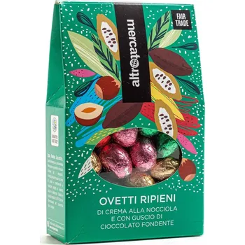 Čokoláda AltroMercato Ovetti Ripieni vajíčka z hořké čokolády plněné lískooříškovým krémem 170 g