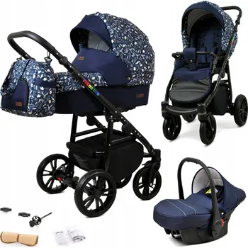 Kočárek Dětský kočárek 3v1 BabyLux Colorlux - sporťák, hluboká korba, autosedačka - tmavě modrá