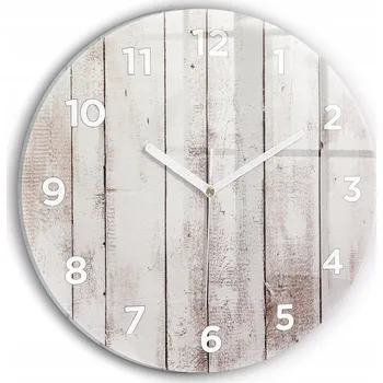 Hodiny Ozdobné nástěnné hodiny s krásnou grafikou Světlé dřevěné desky kulatý průměr 30 cm