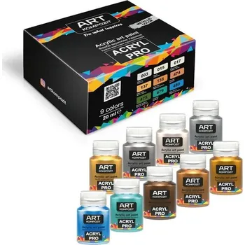 Speciální výtvarná barva Sada metalických akrylových barev ACRYL PRO Composite 9x20 ml