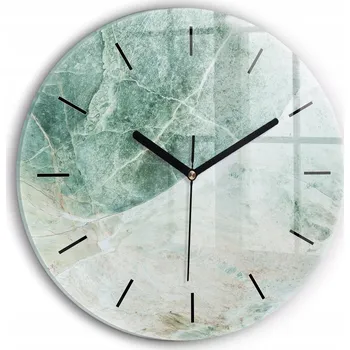Hodiny Skleněné Čtvercové Nástěnné Hodiny S Potiskem Mramor Kámen Textura průměr 30 cm